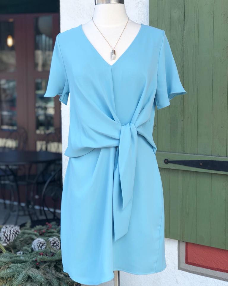 Dress - Short Sleeve Tie Front