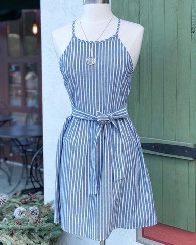 Dress - SS Stripe W.Tie