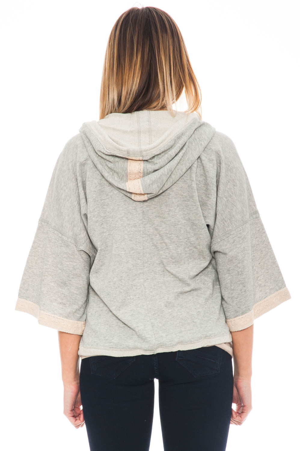 Sweater - 3/4 Sleeve Hooded Sweatshirt with a Bell Sleeve By Democracy