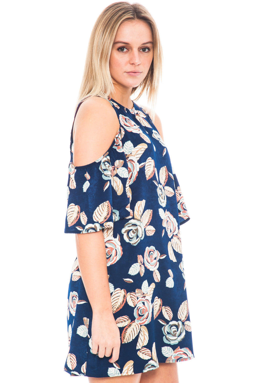 Dress - Floral Peep Shoulder