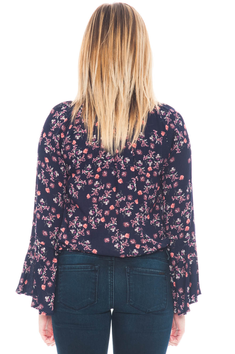 Blouse - Short Floral Bell Sleeve Top by Lush