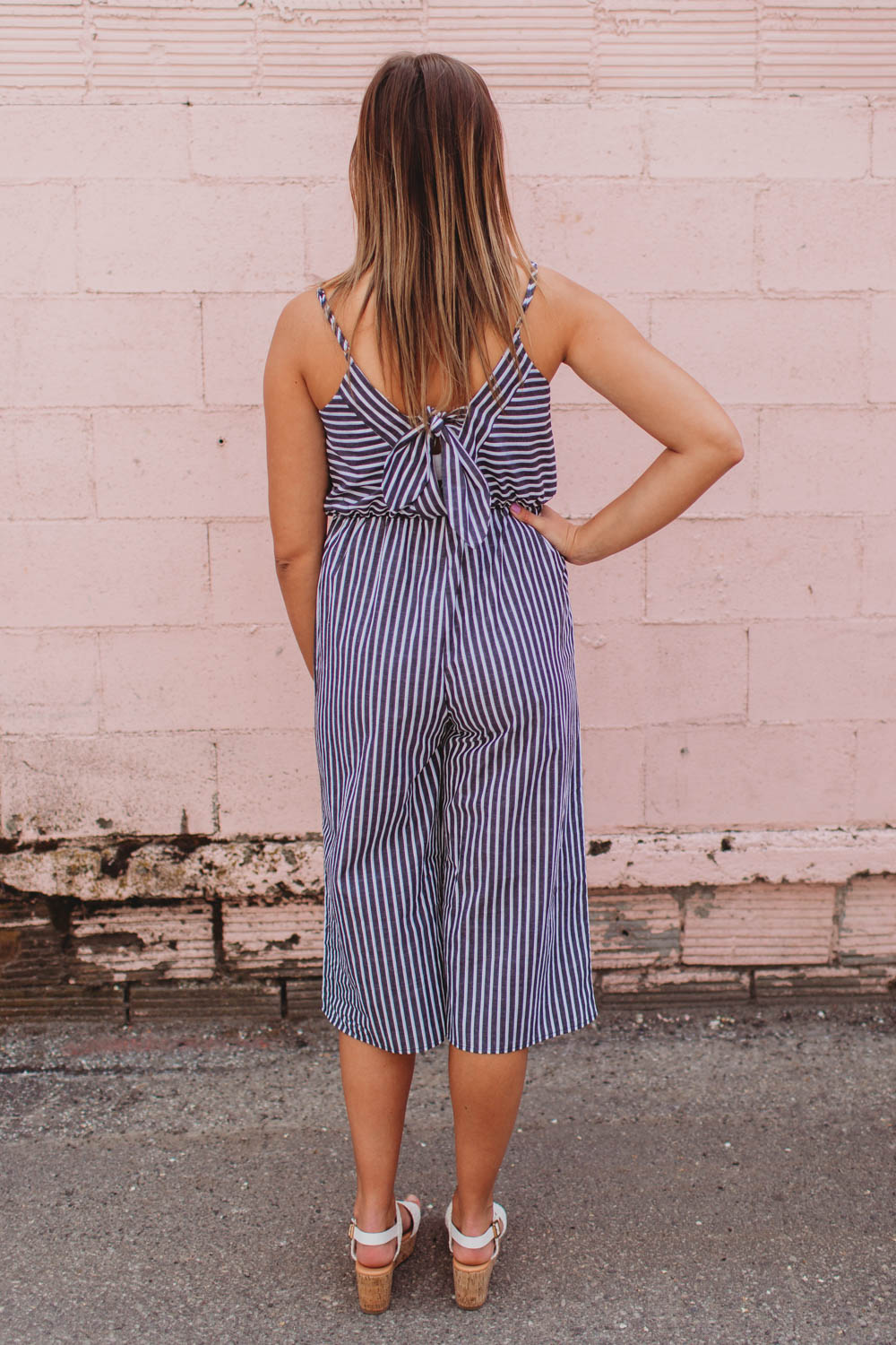 Jumper - Striped Wide Leg Jumpsuit