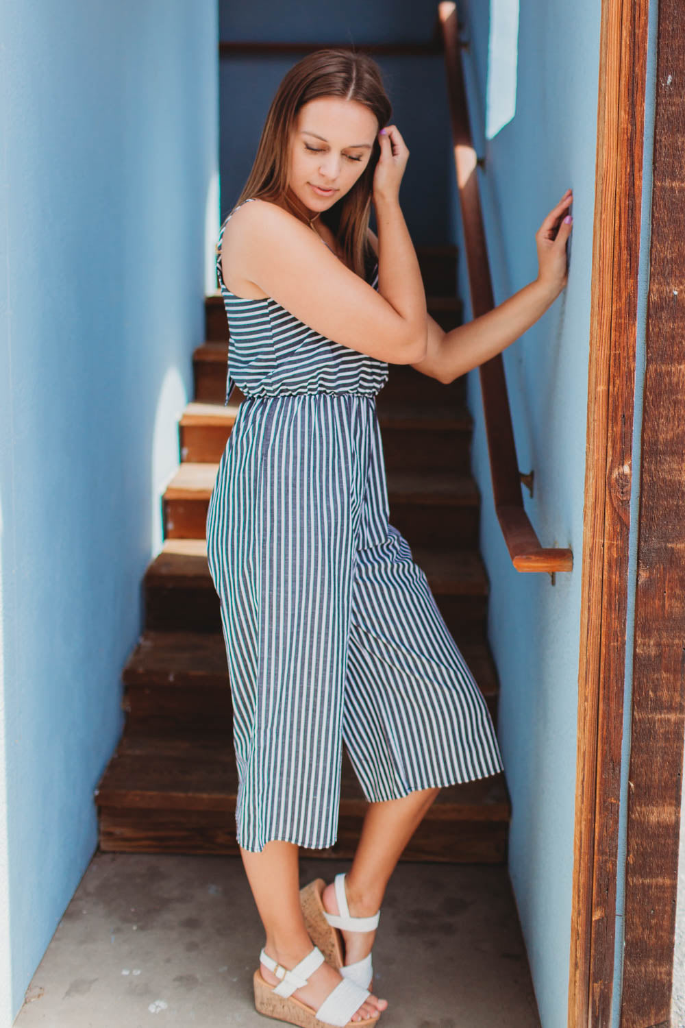 Jumper - Striped Wide Leg Jumpsuit