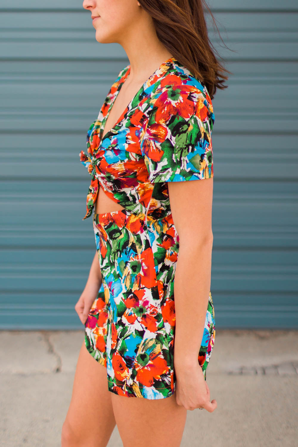 Romper - Lush Floral Tie Front Romper