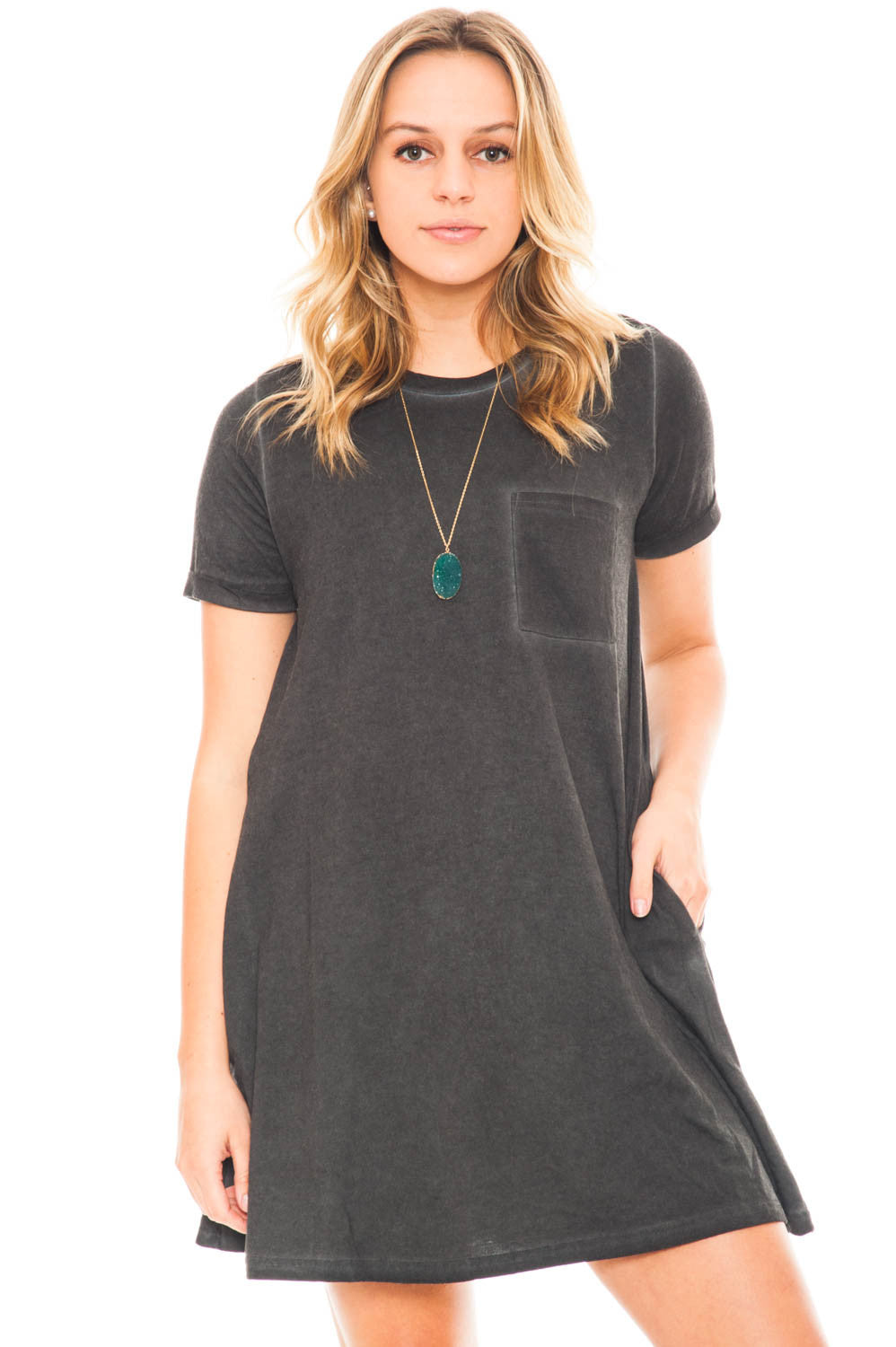 Dress - Casual T-shirt Dress with Pockets