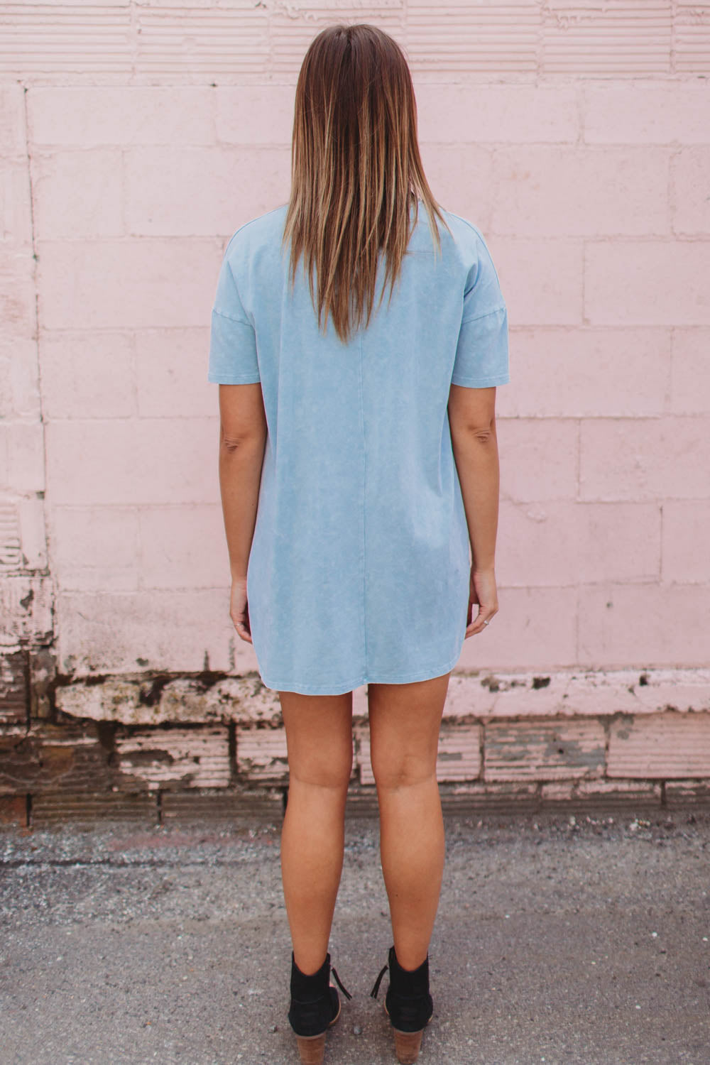 Dress Short Sleeved Super Soft Choker Tee Shirt Dress Twisted