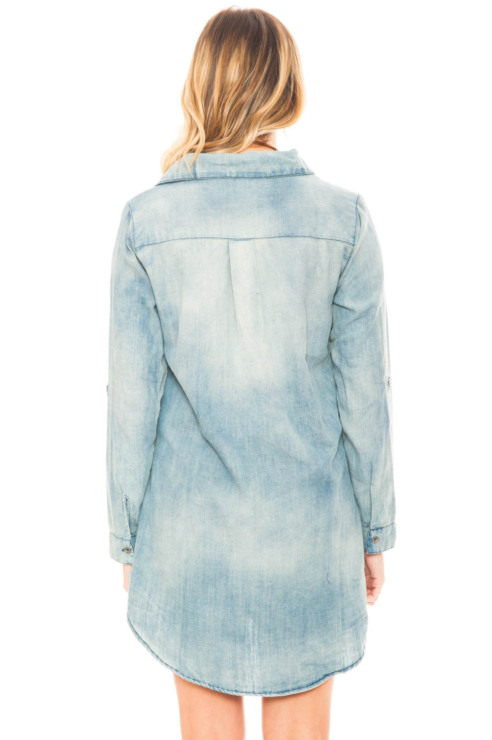 Dress - Embroidered Denim Button Up Dress by En Creme