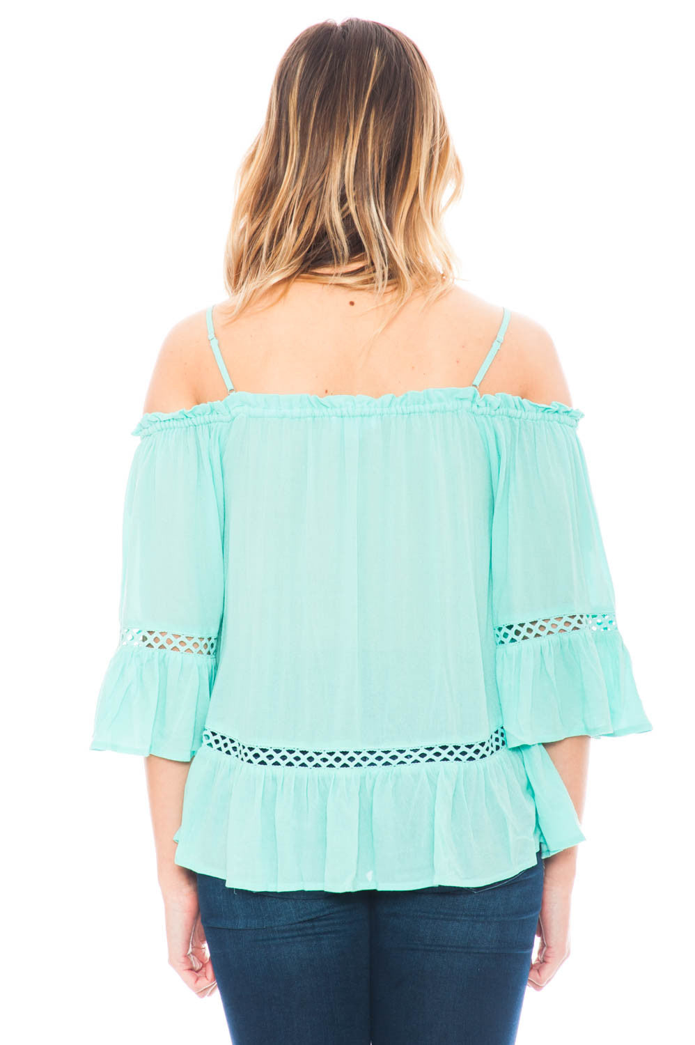 Tank - Boho Off Shoulder Top with a Bell Sleeve