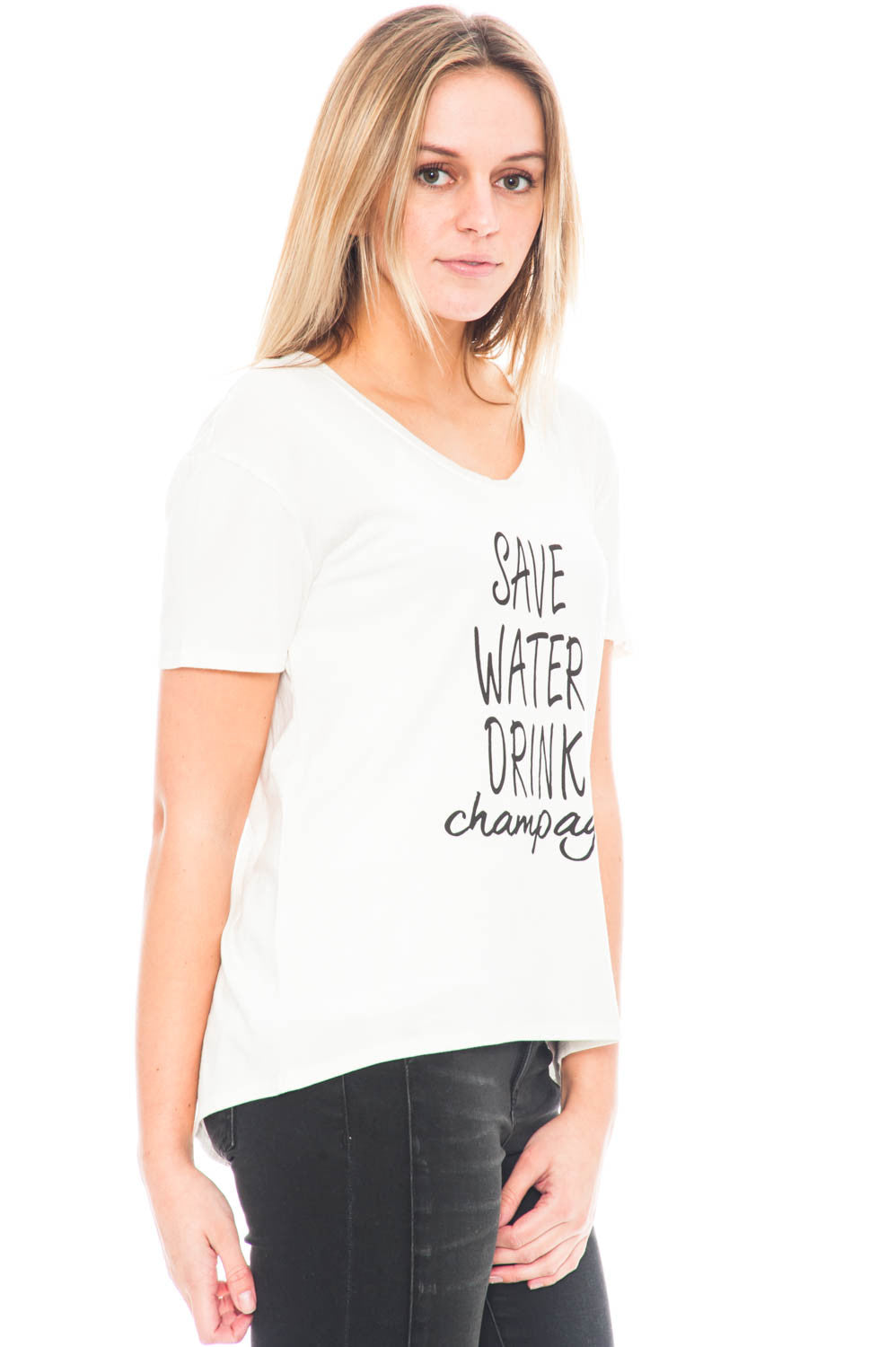 Tee - Save Water Drink Champagne Semi-Sheer Top