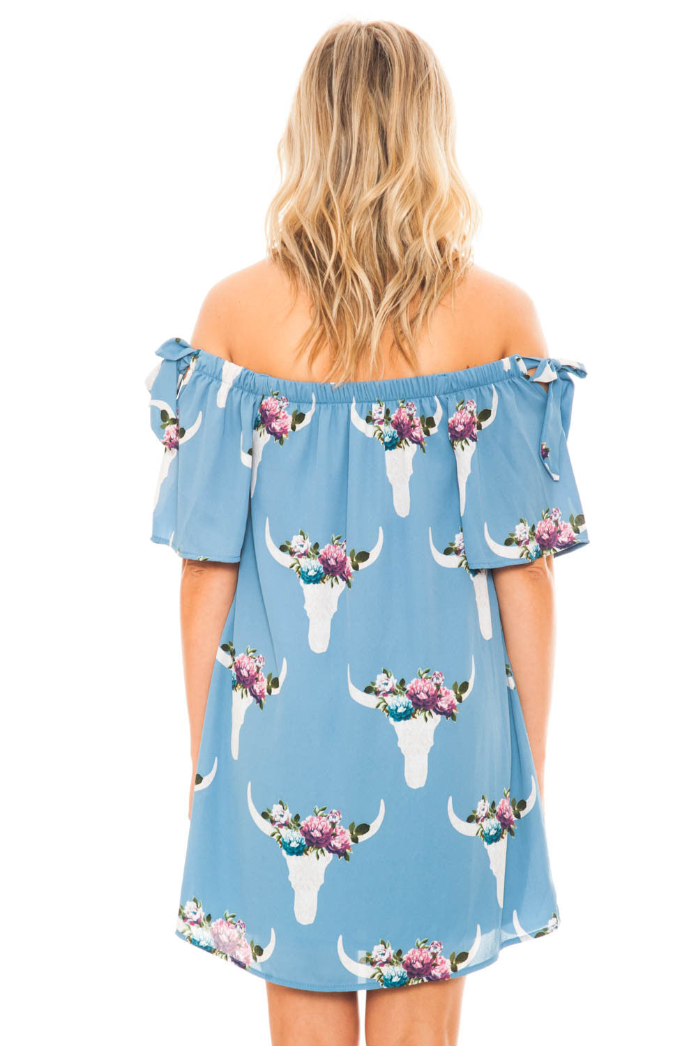 Dress - Bullhead Print Off Shoulder Dress