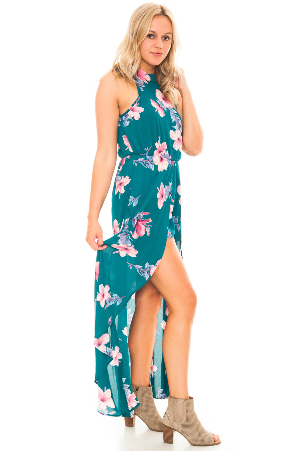 Romper - Floral Romper With Skirt Overlay