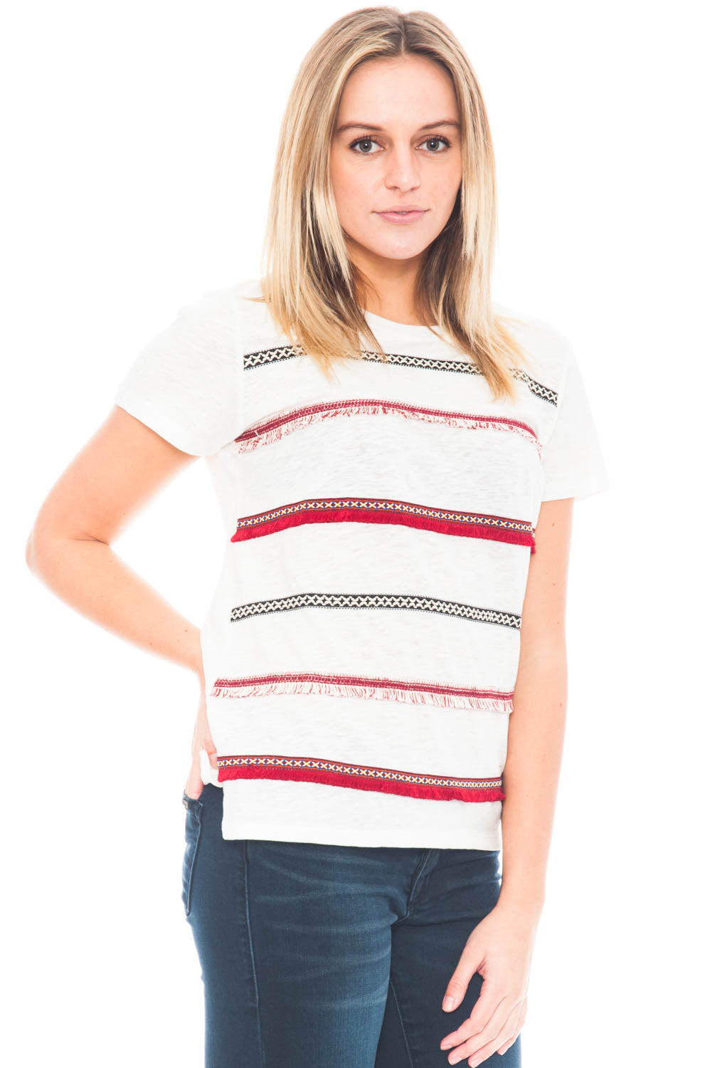 Tee - Stripped Fringe Shirt by Ellison (Final Sale)