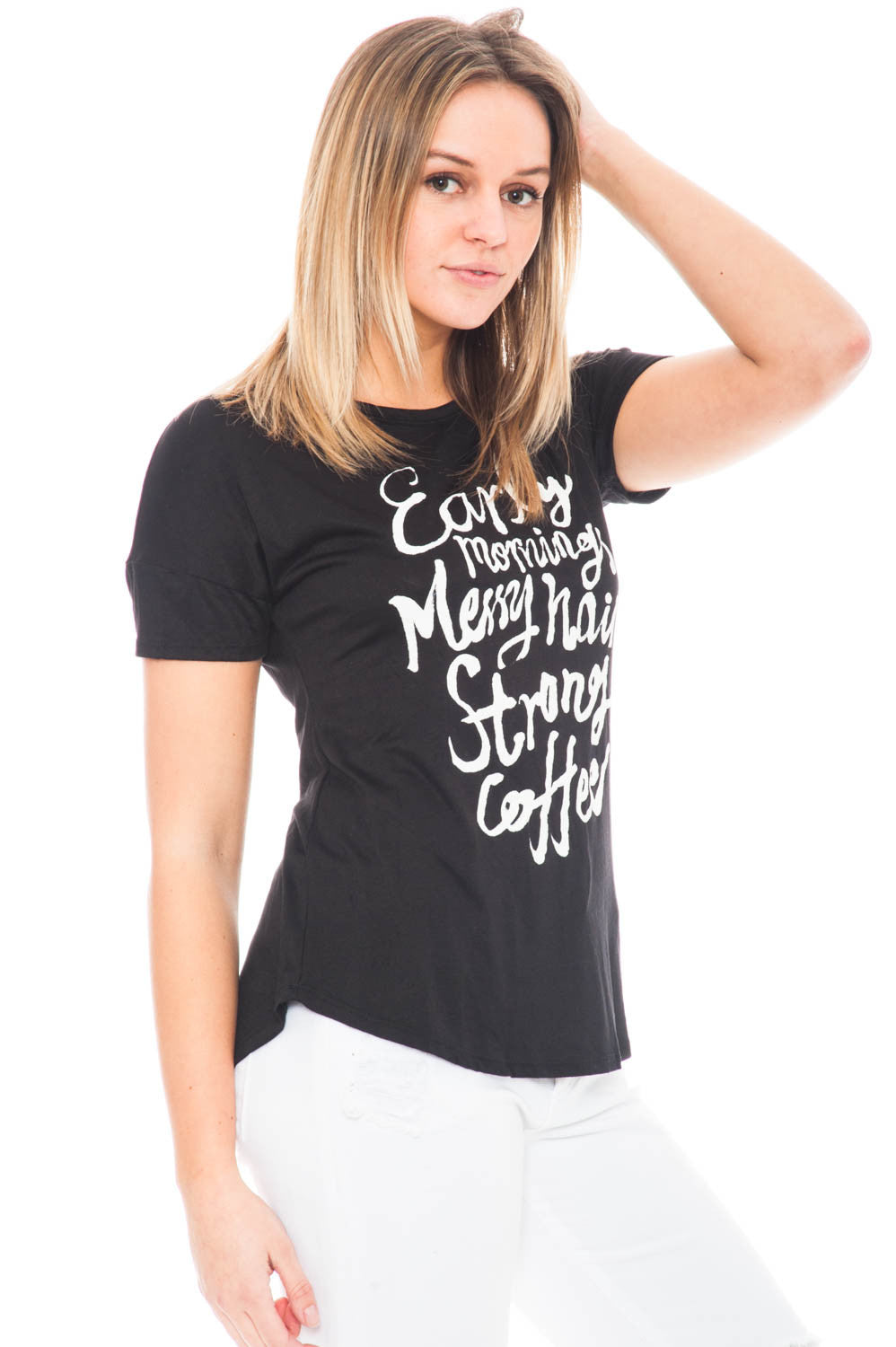 Tee - Early Mornings Messy Hair Strong Coffee Top