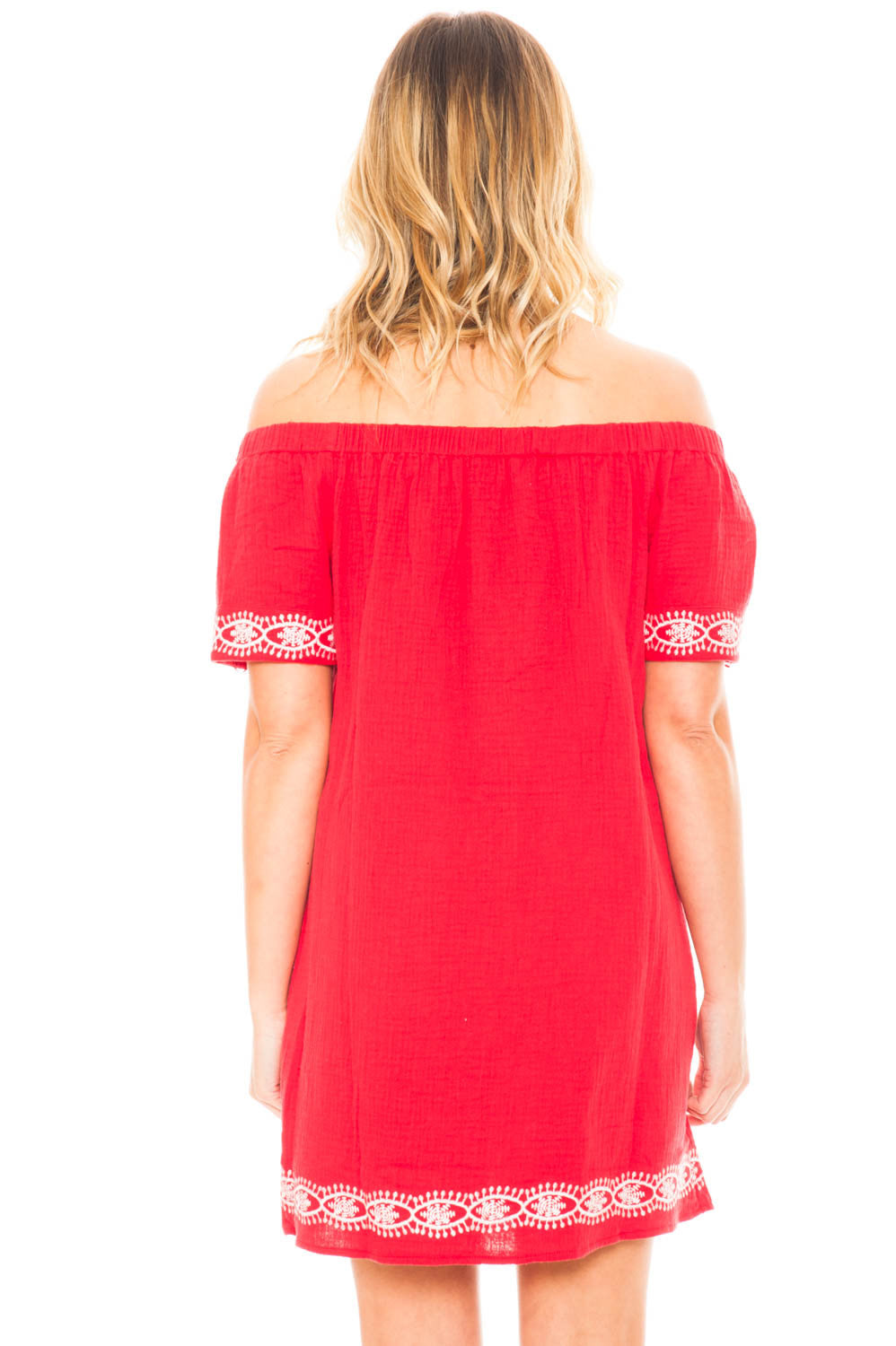 Dress - Off Shoulder Embroidered Dress