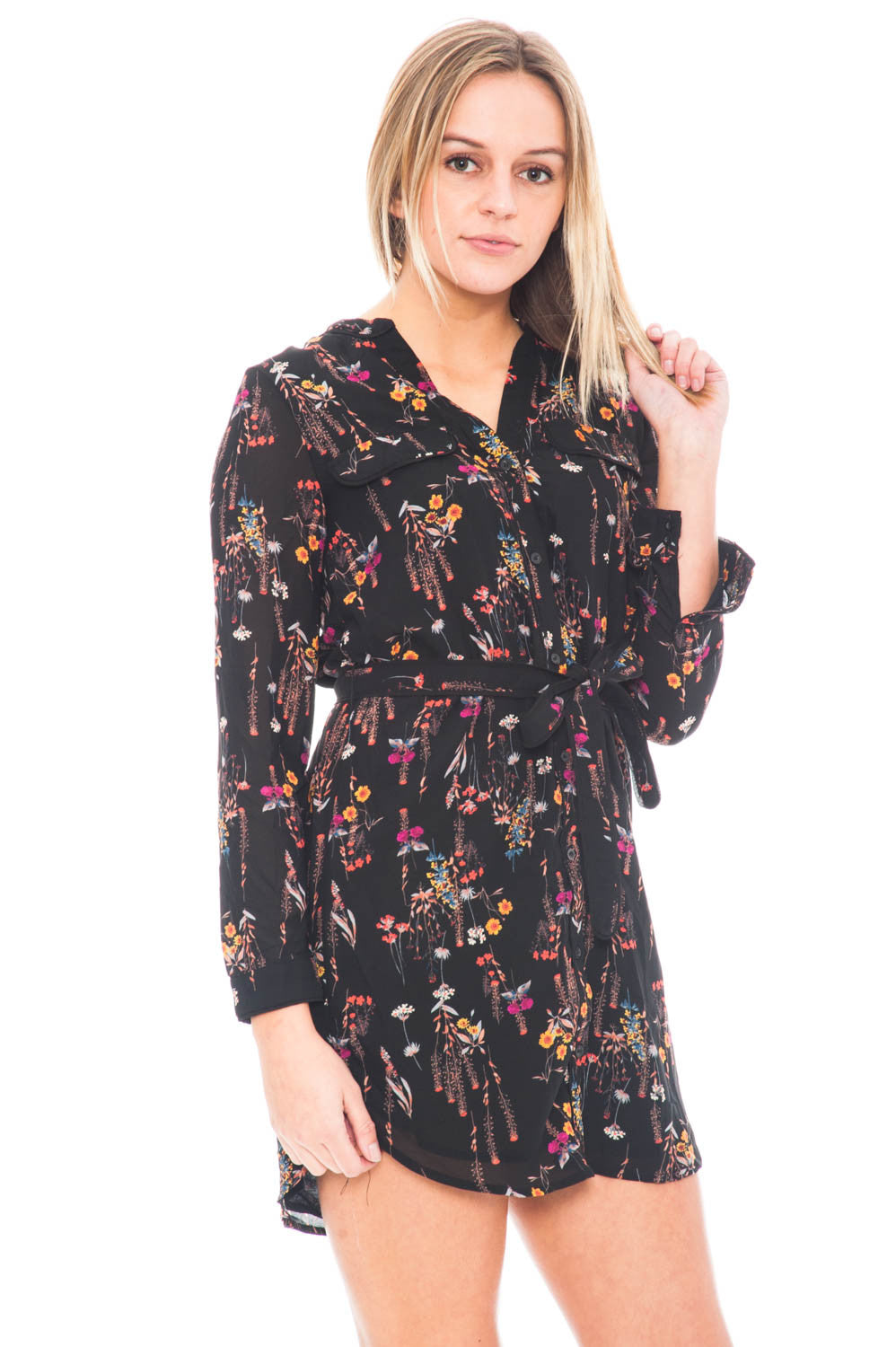 Dress - Printed Dress With Tie waist by Everly (Final Sale)