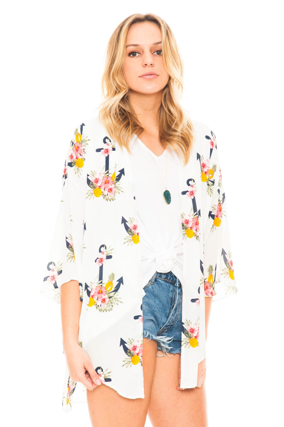 Kimono - Flowy Printed Kimono with a Flared Sleeve