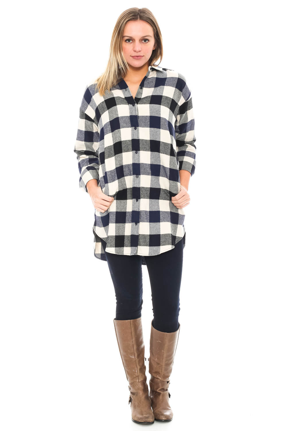 Tunic - Plaid Button Up Top