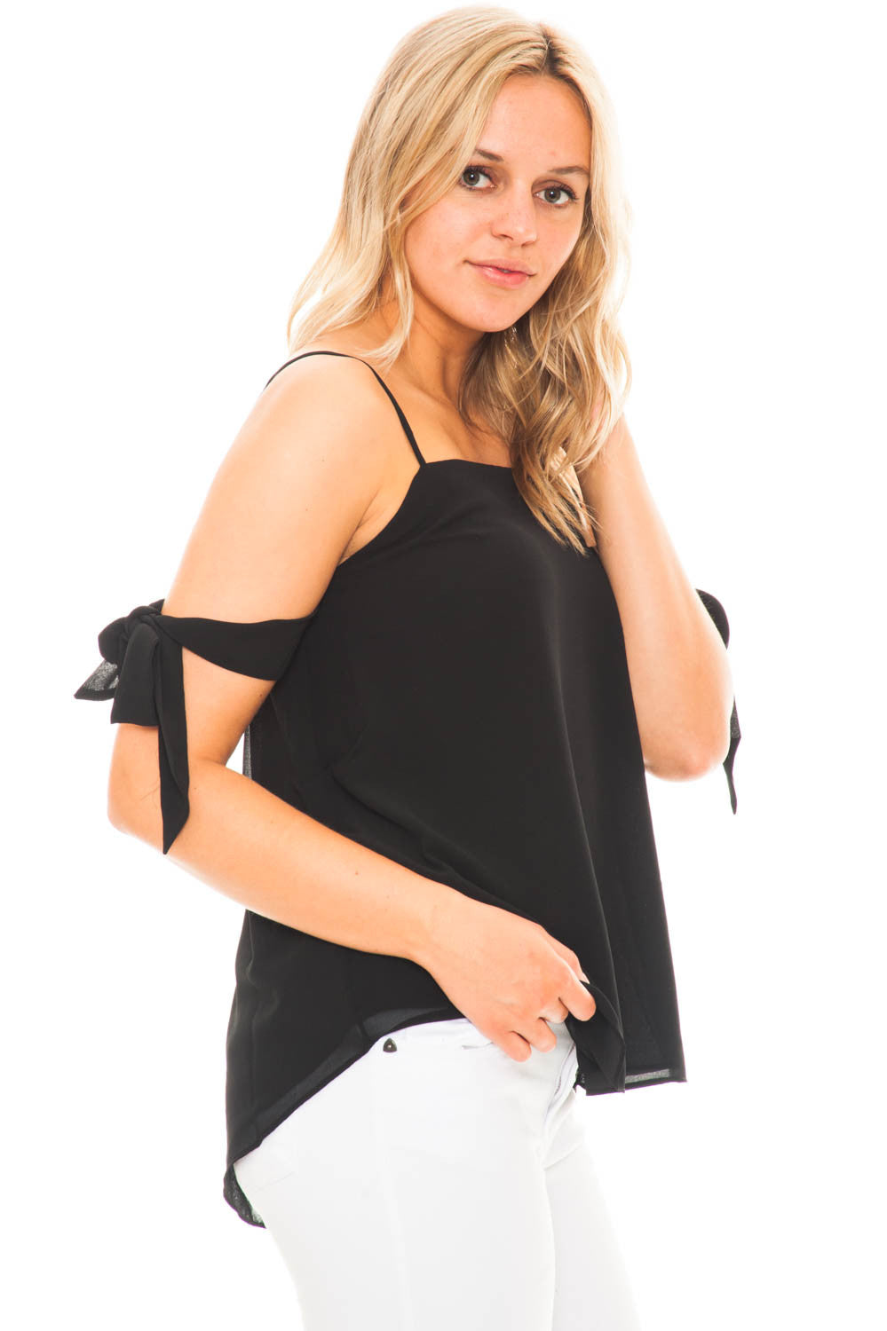 Blouse - Chiffon Bow Sleeve Top