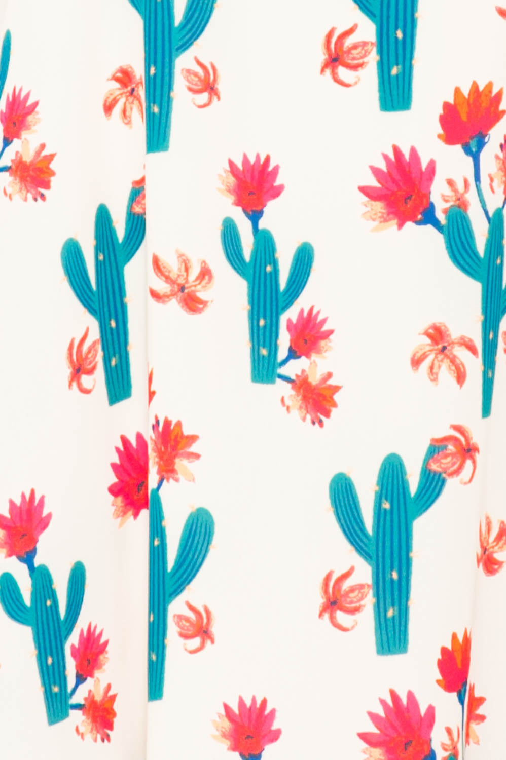 Dress - Flowy Chiffon Cactus Print Dress With Pockets