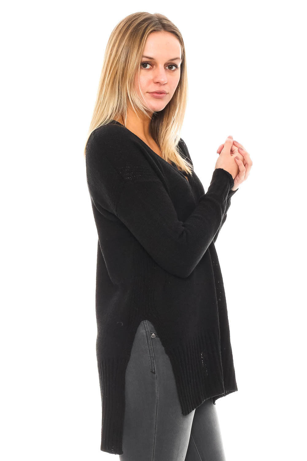 Sweater - High Low Criss-Cross Front Knit Top by Lush