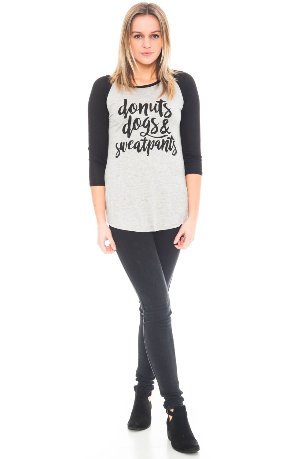 Shirt - Donuts Dogs & Sweatpants Raglan Top