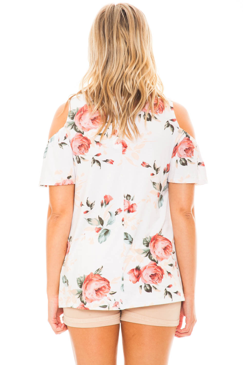 Blouse - Floral Cold Shoulder Top