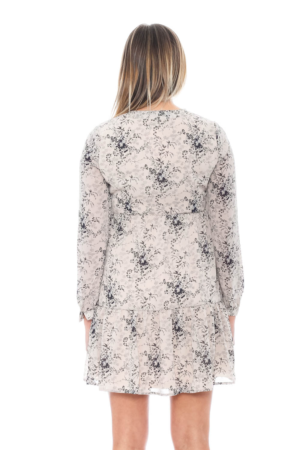 Dress - Long Sleeve Floral Lace Up Dress by Paper Crane