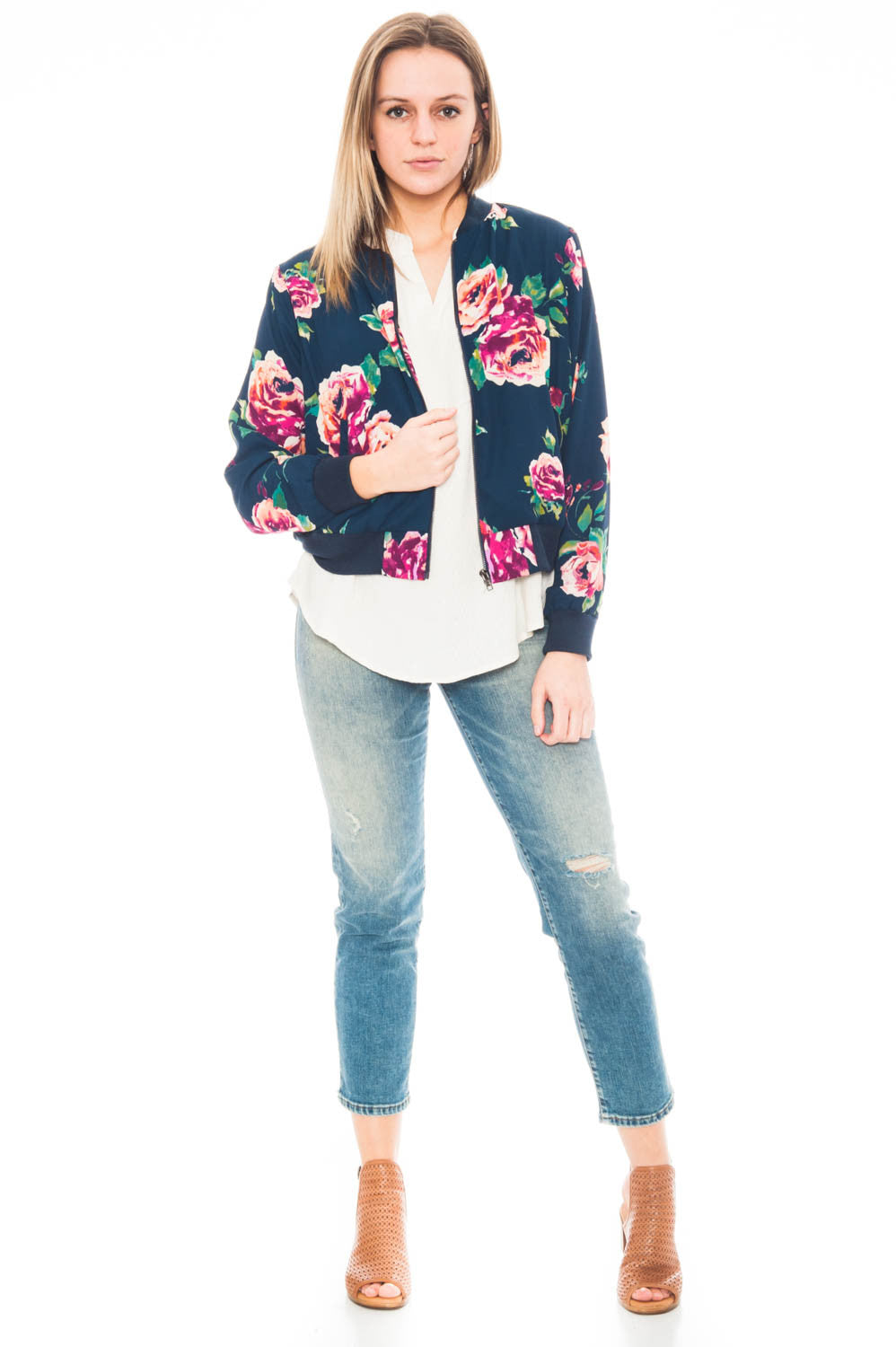 Jacket - Floral Bomber zip up by Everly