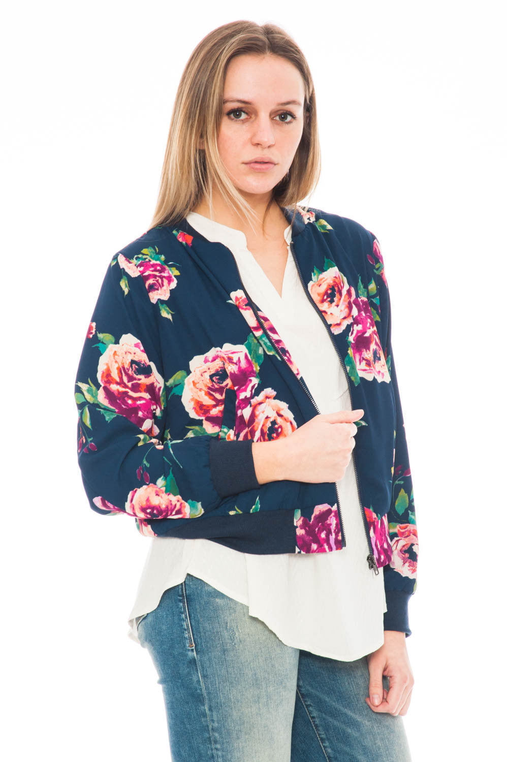 Jacket - Floral Bomber zip up by Everly