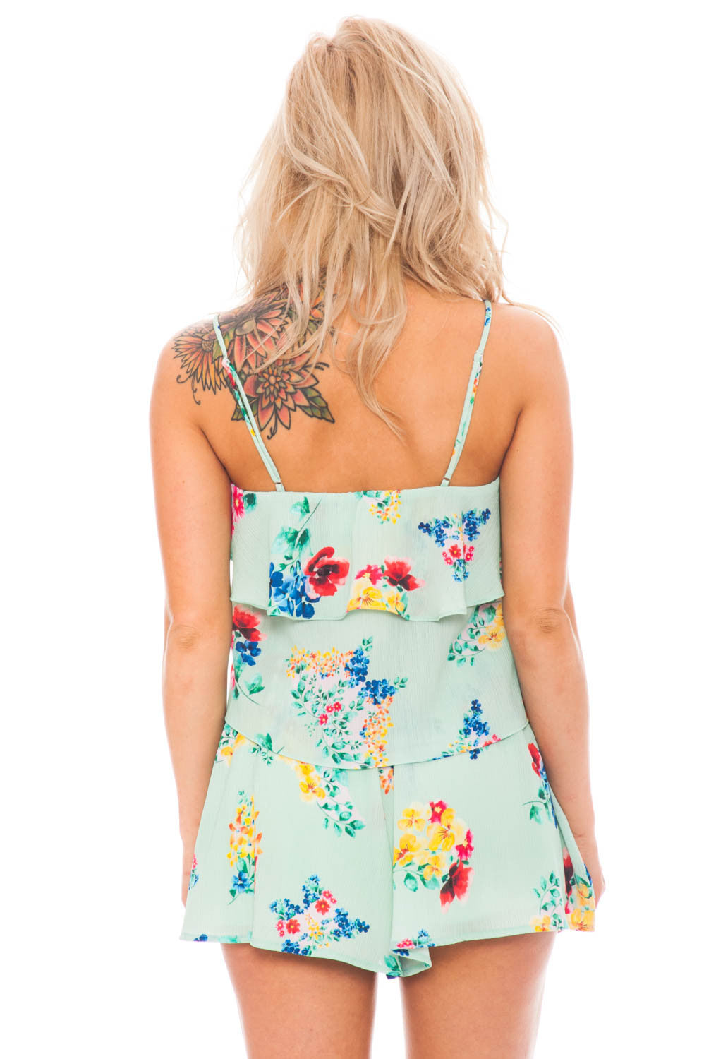 Tank - Floral Chiffon Ruffle Top by Everly