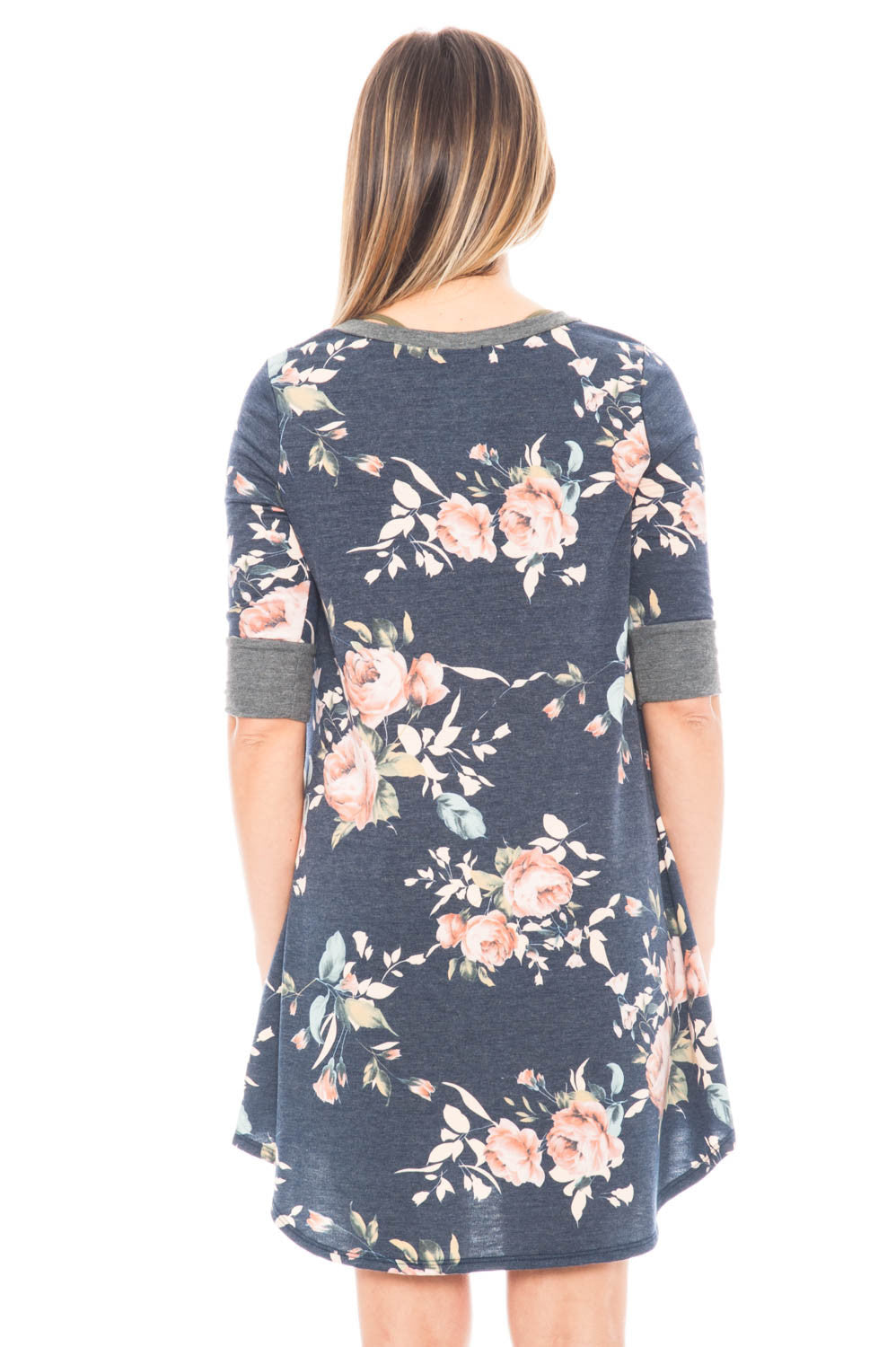 Dress - Floral Shift Dress with Pockets