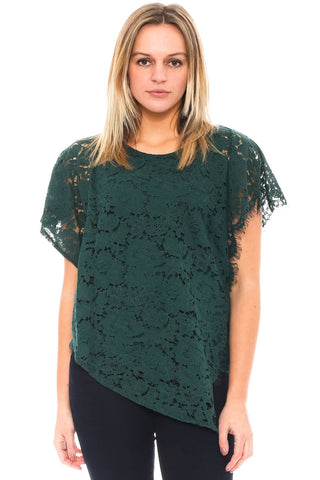 Blouse - Asymmetrical Lace Top by Democracy