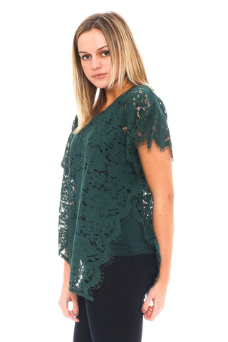 Blouse - Asymmetrical Lace Top by Democracy