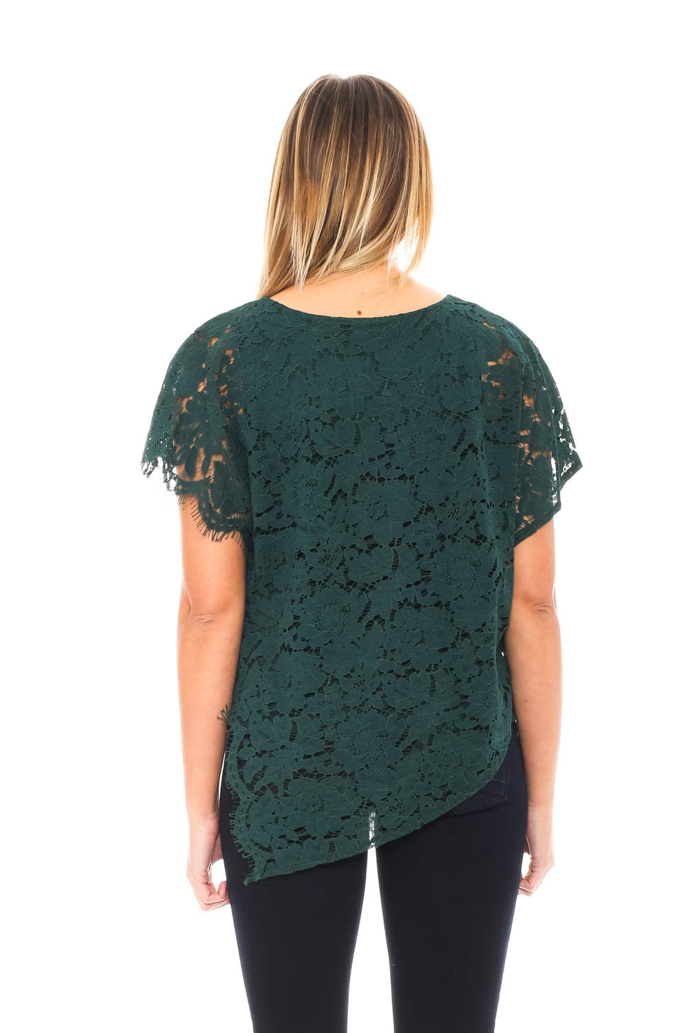Blouse - Asymmetrical Lace Top by Democracy