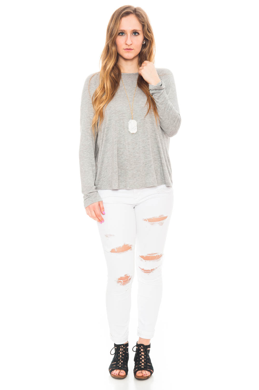 Shirt - Long Sleeve Top with an Open Back