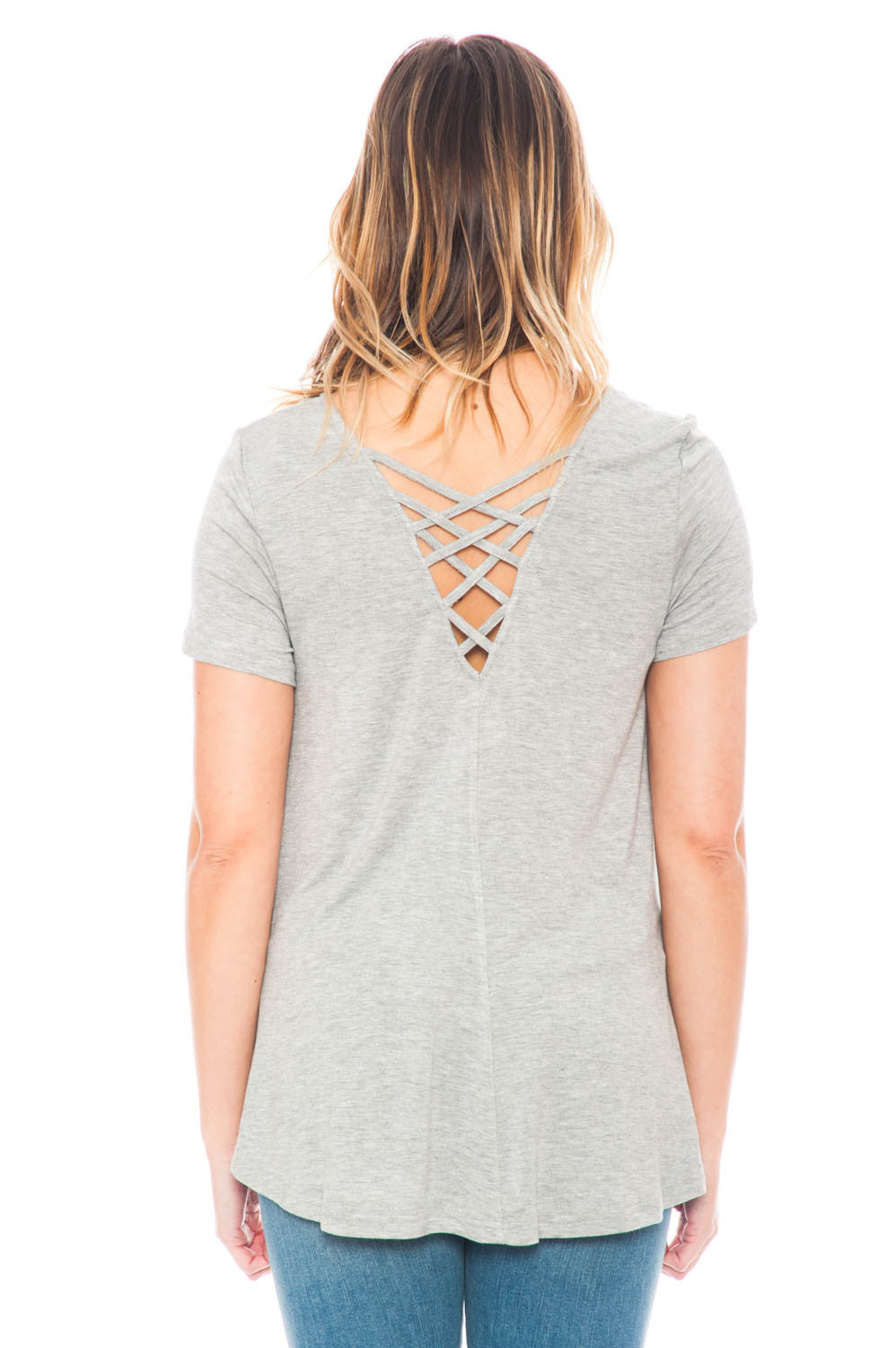 Shirt - Strappy Back V Neck Top