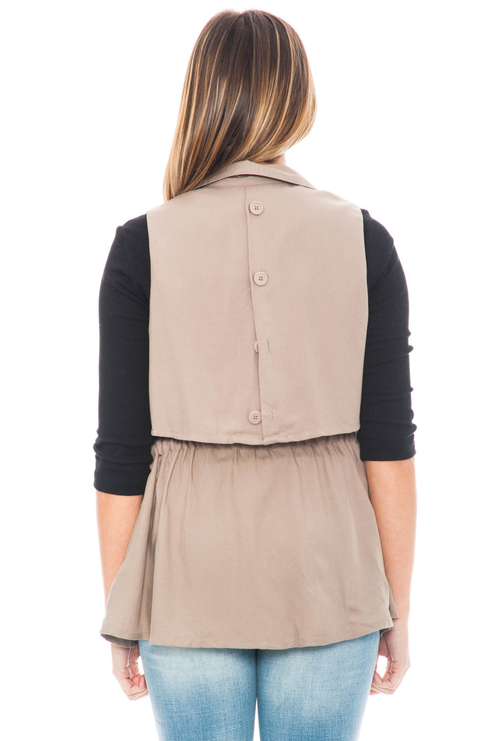 Vest - Cider by BB Dakota overlap vest with a drawstring waist