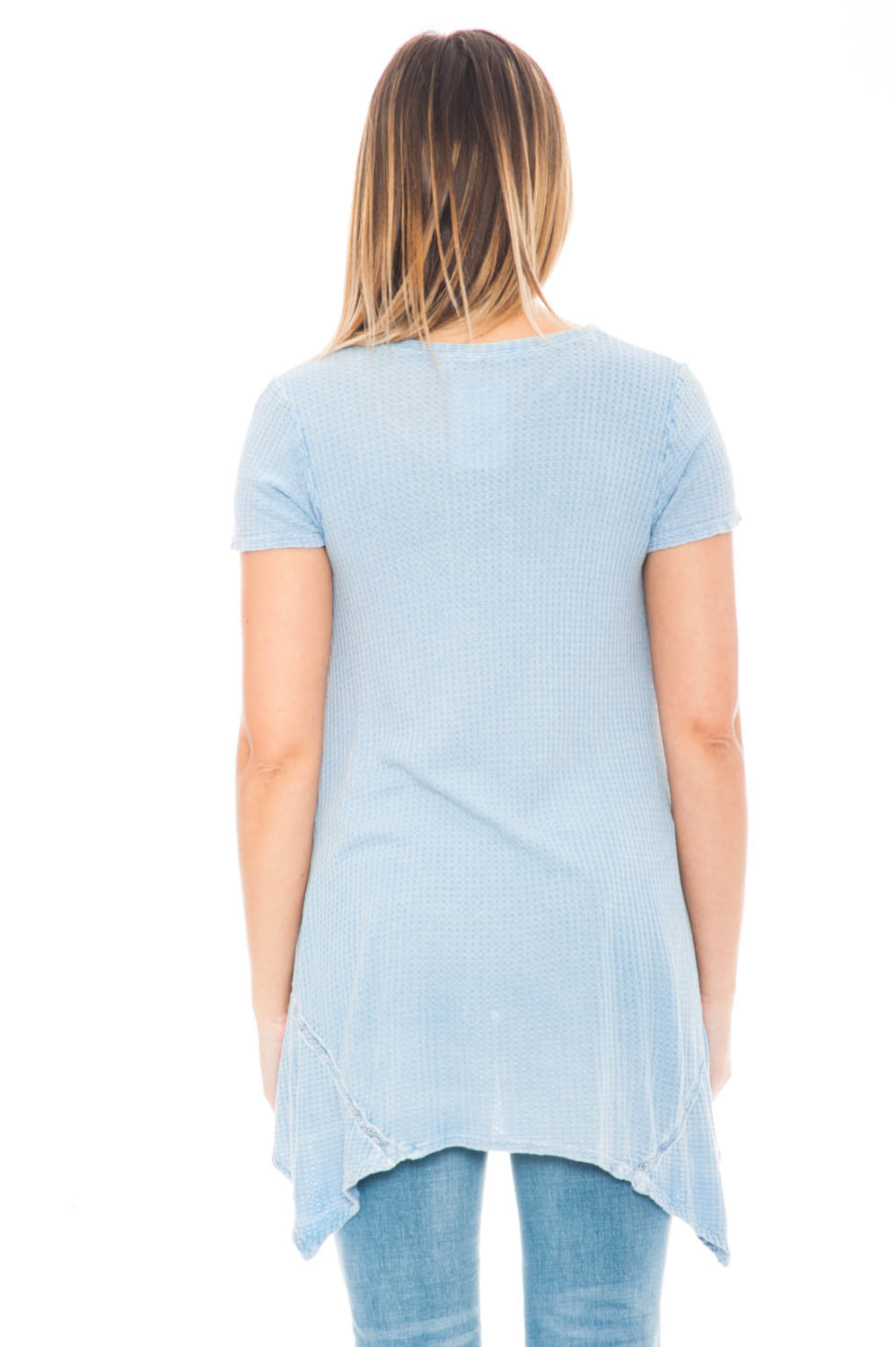 Shirt - Waffle Knit Tee with Crochet Detail by Paper Crane