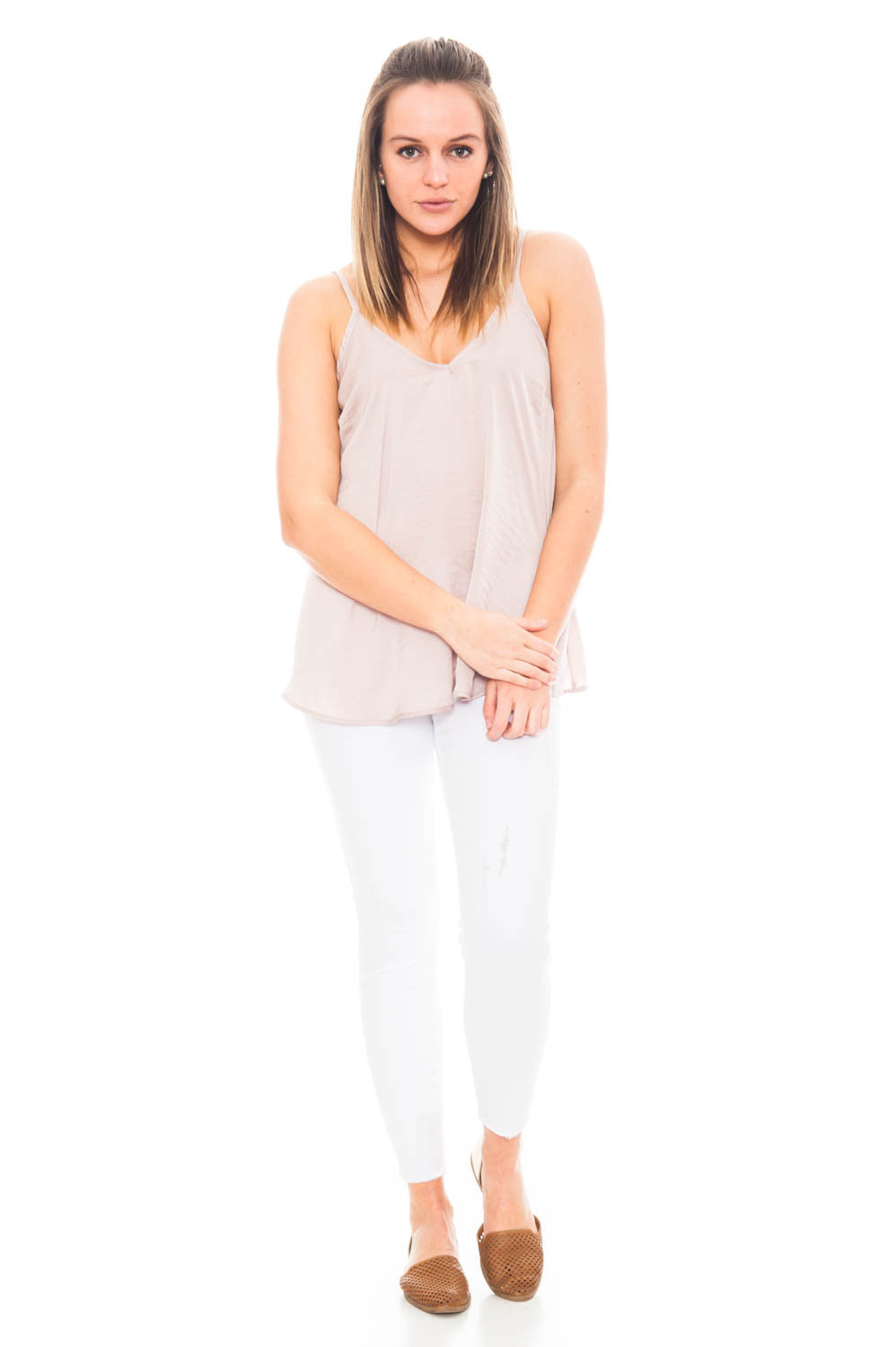 Tank - Satin Cami V-neck Top