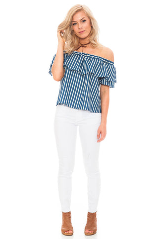 Crop - Off Shoulder Ruffle Top by Everly