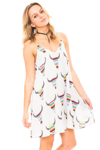 Dress - Bullhead Print Chiffon Swing Dress