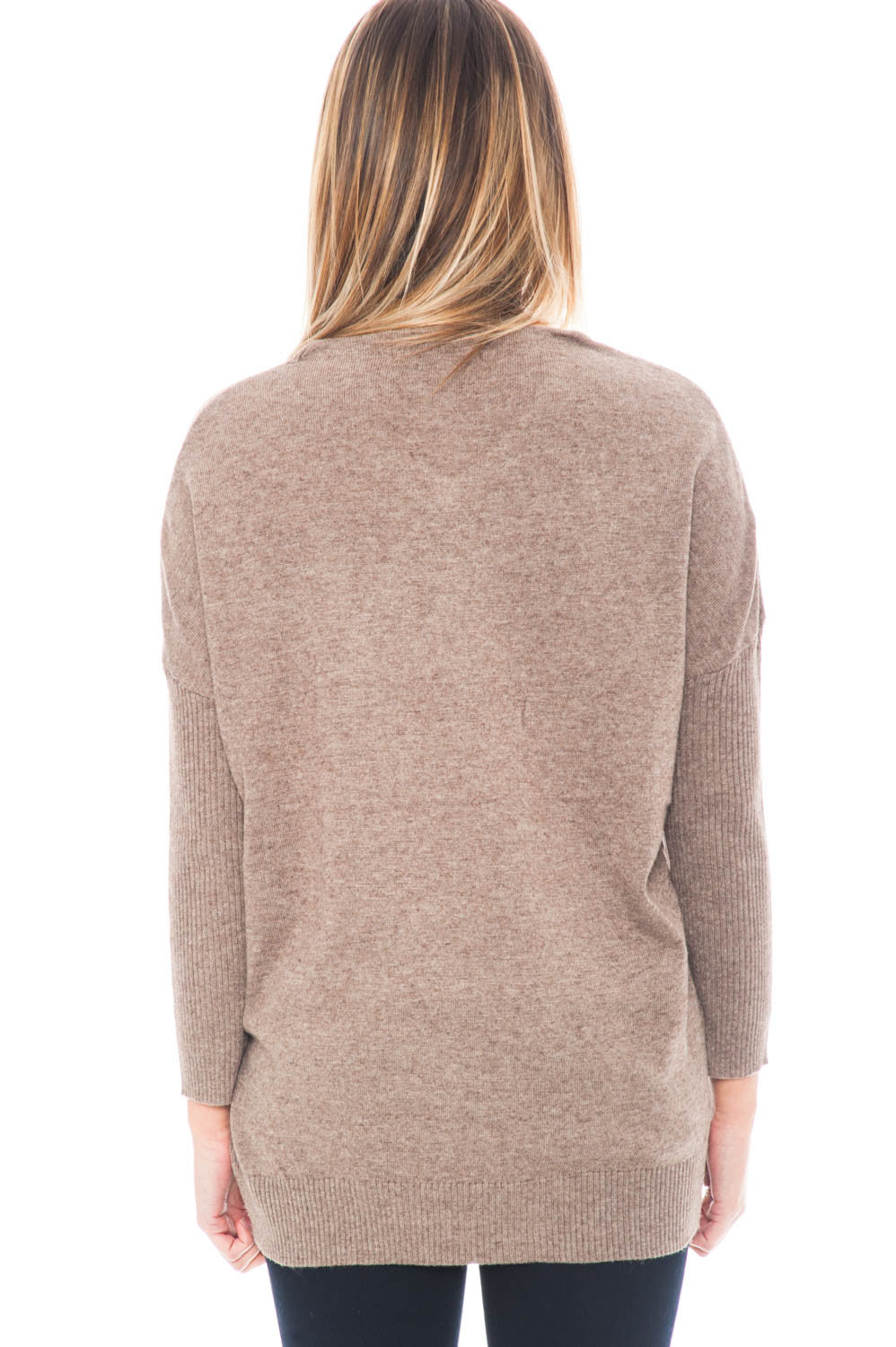 Sweater - Asymmetrical Cut Tunic with an Overlap Front