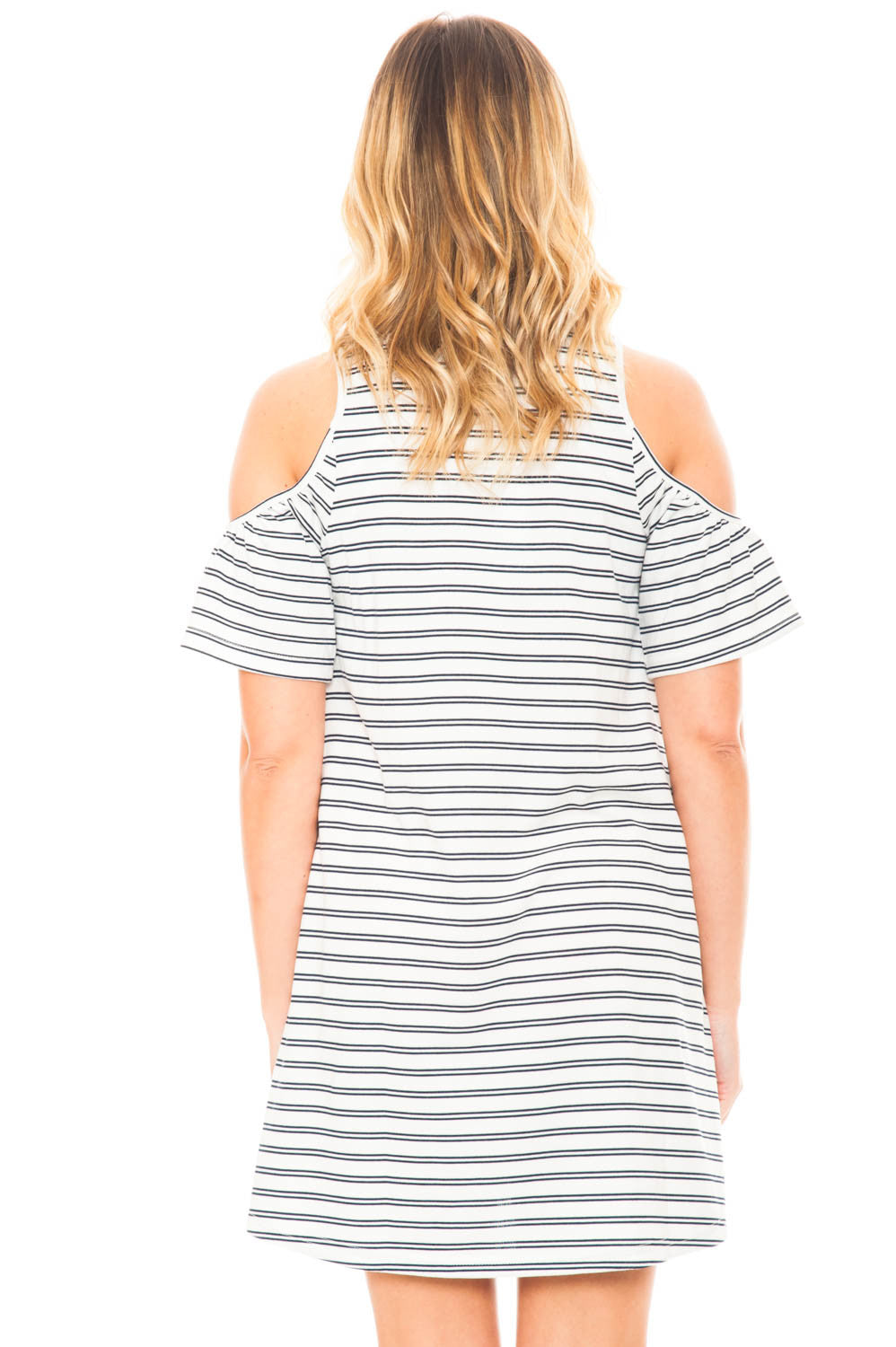 Dress - Peep Shoulder Dress With a Flared Sleeve