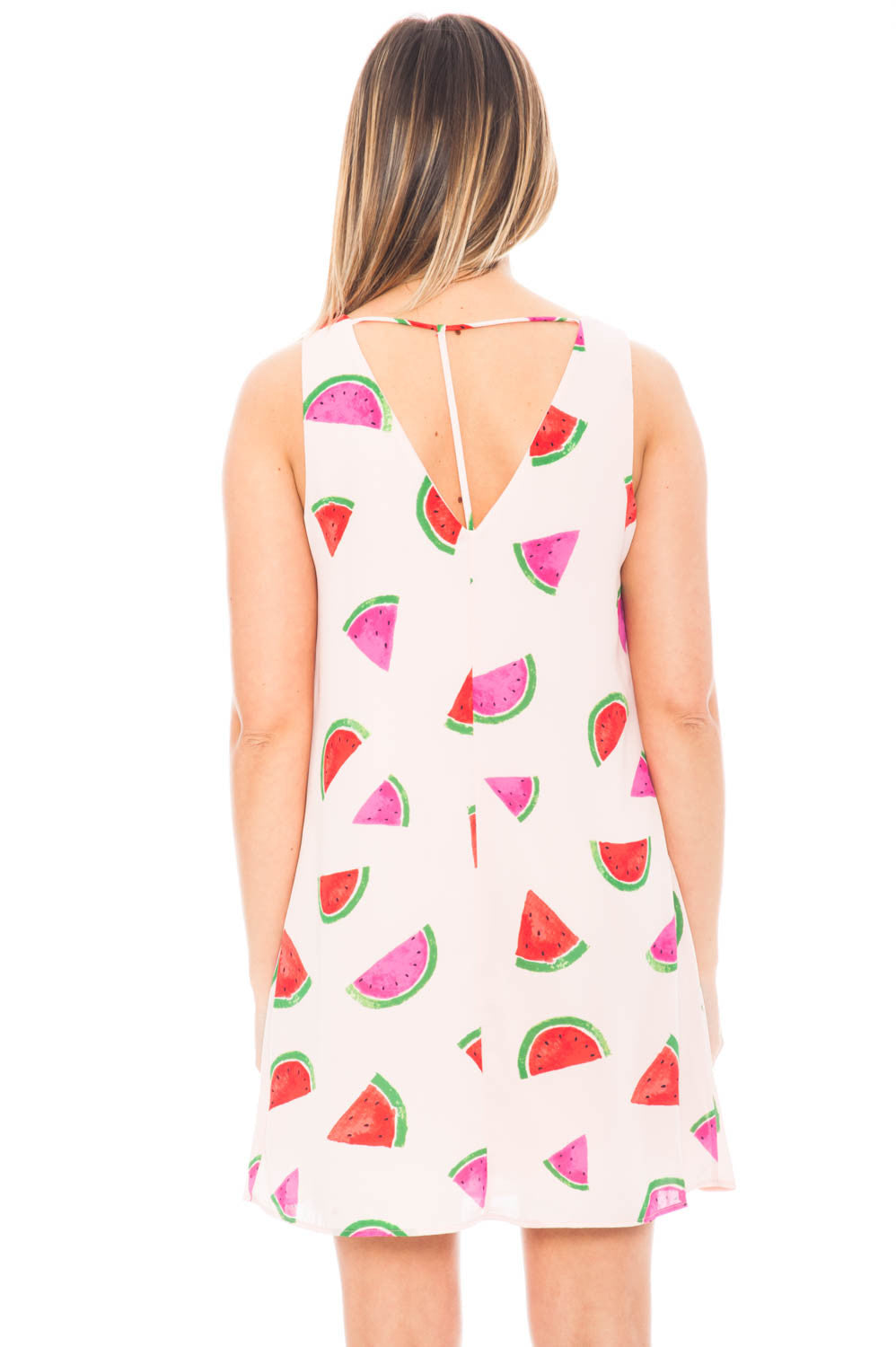 Dress - Watermelon Shift Dress with Strappy Back Detail by Everly