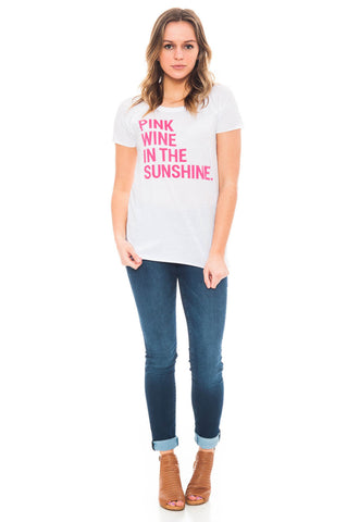 Tee - Pink Wine in the Sunshine Peep Shoulder Top by Chaser