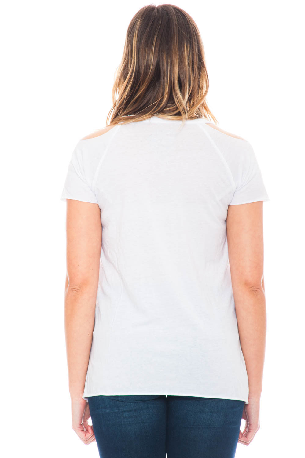 Tee - Pink Wine in the Sunshine Peep Shoulder Top by Chaser