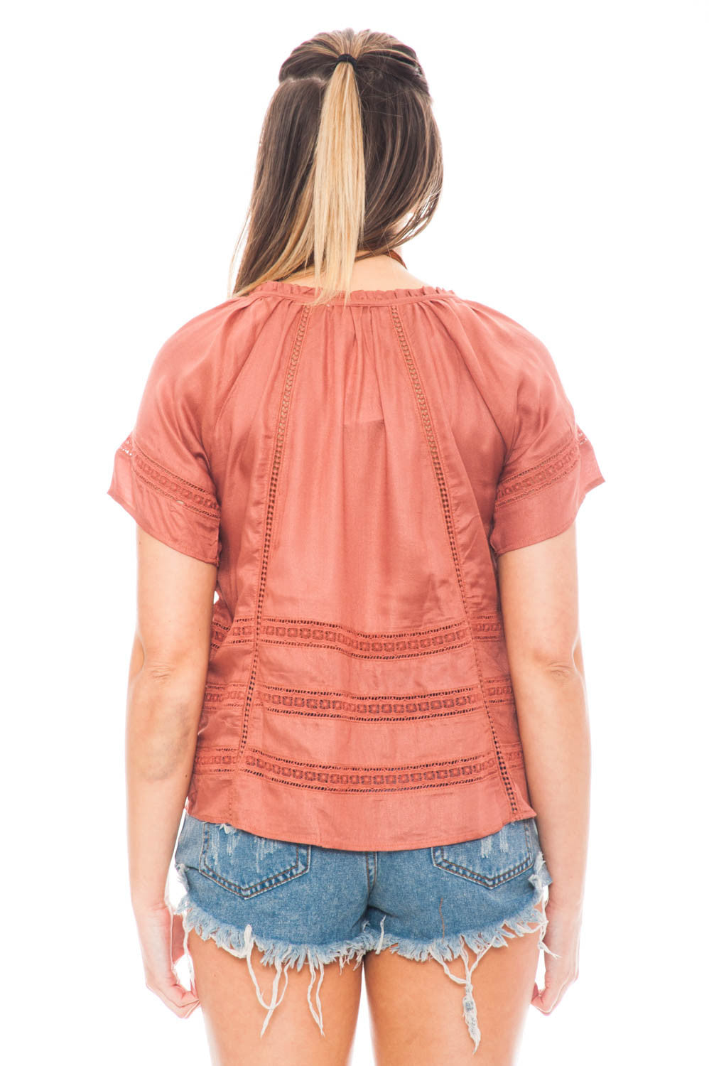 Blouse - Boho Woven Top with Tassels