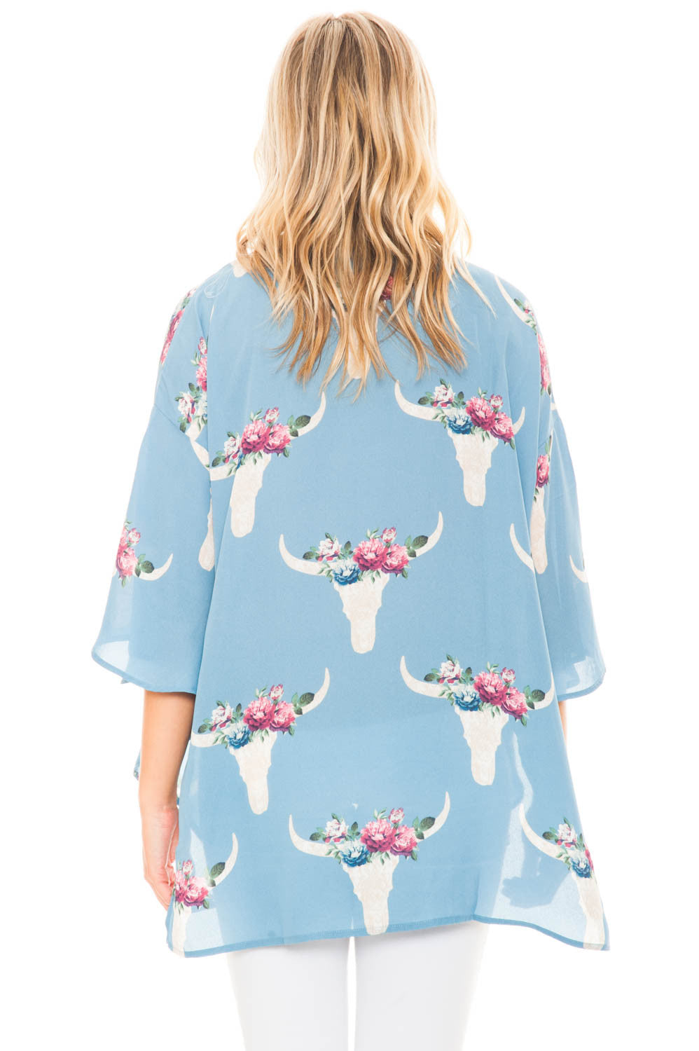 Kimono - Flowy Printed Kimono with a Flared Sleeve