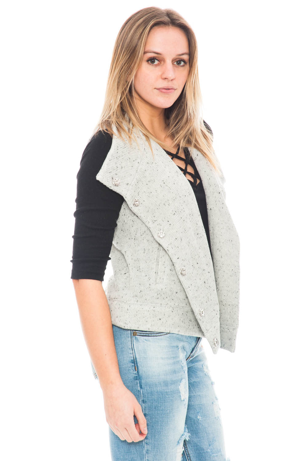 Vest - Daya by BB Dakota button up vest with collar