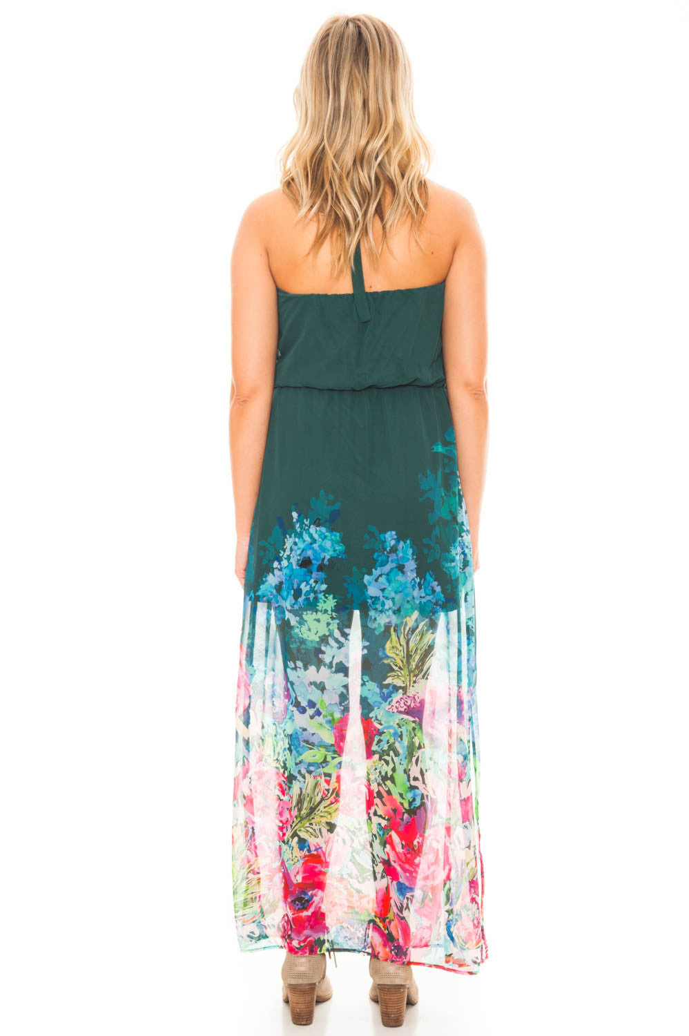 Dress - Halter Maxi Dress with Side Slits